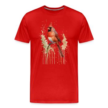 Nördlicher Kardinal Aquarell - Lebendiger Vogel - Männer Premium Bio T-Shirt - Rot - Vorne - Damien (186cm)