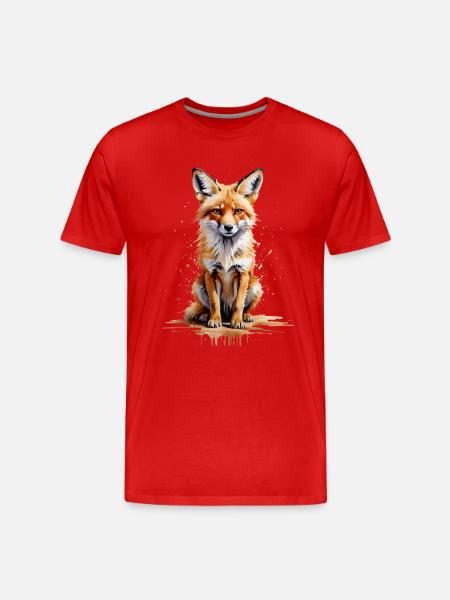 Fuchs Aquarell - Wilde Schönheit - Männer Premium Bio T-Shirt - Rot