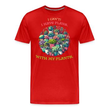Amoureux des plantes et amoureux des plantes - T-shirt bio Premium Homme - rouge - Devant - Damien (186cm)