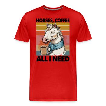 Lustiges Pferd Kunst Pferdebesitzer Pferde Kaffee - Männer Premium Bio T-Shirt - Rot - Vorne - Damien (186cm)
