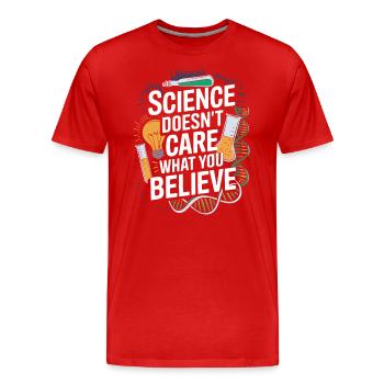 Athées : dictons de la recherche scientifique - T-shirt bio Premium Homme - rouge - Devant - Damien (186cm)
