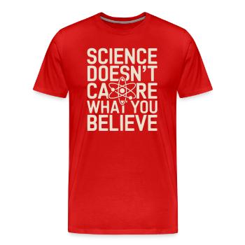 Science et recherche vs. foi - Proverbes - T-shirt bio Premium Homme - rouge - Devant - Damien (186cm)