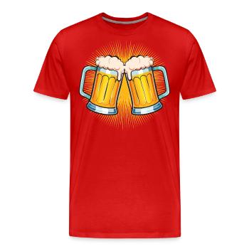 01 Zwei Bierkrüge Maßkrüge zum anstoßen Prost - Männer Premium Bio T-Shirt - Rot - Vorne - Damien (186cm)
