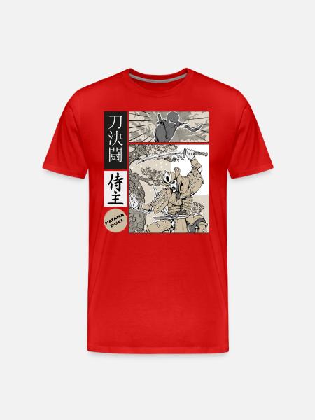 Samurai Katana Duel vs Ninja - T-shirt bio Premium Homme -