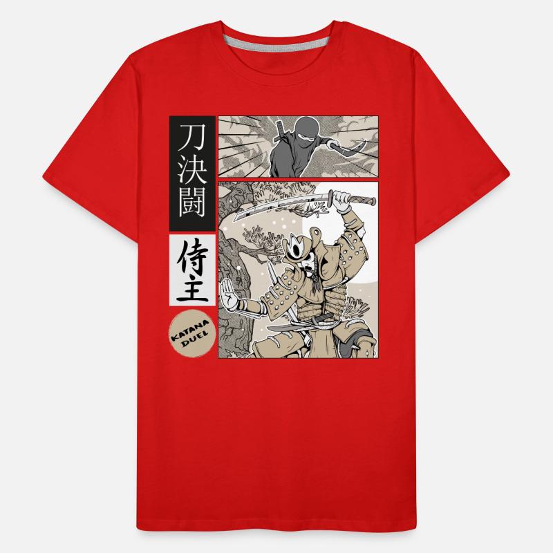 Samurai Katana Duel vs Ninja T-shirt bio Premium Homme