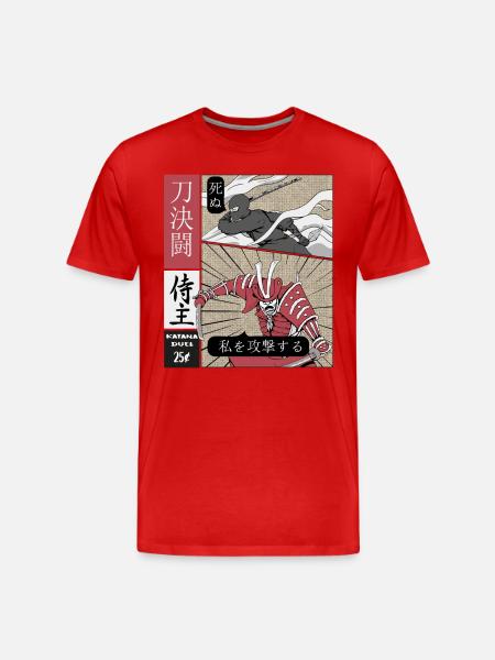Katana Duell Ninja vs Samurai - Männer Premium Bio T-Shirt -