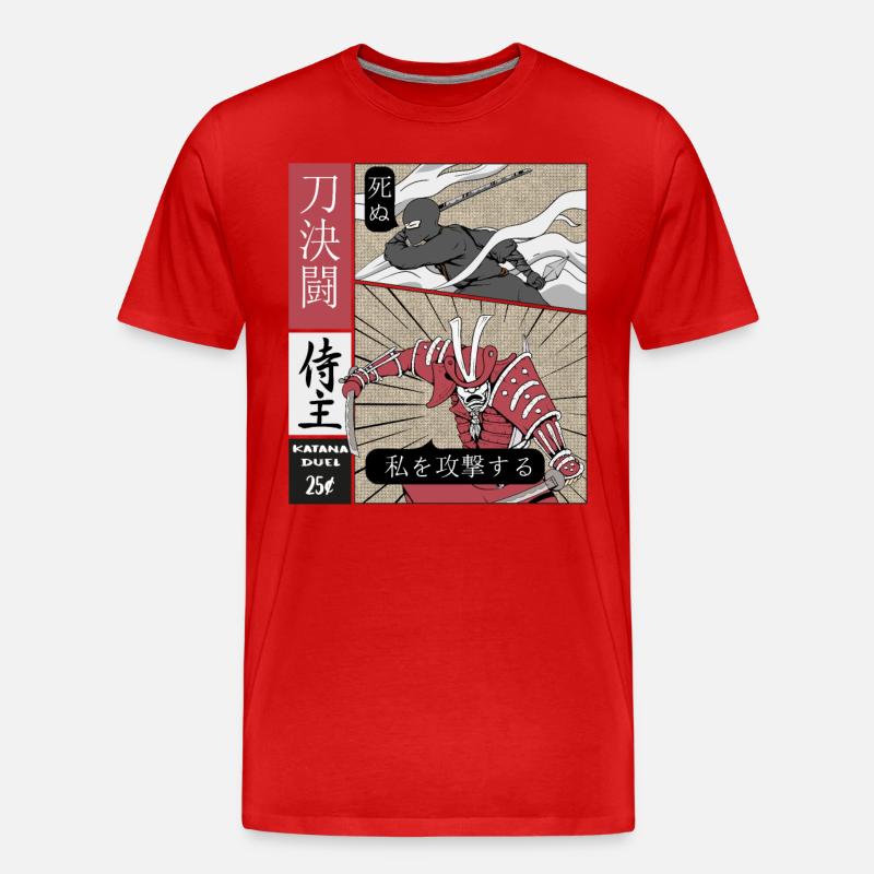 Katana Duell Ninja vs Samurai - Männer Premium Bio T-Shirt - undefined