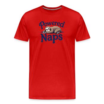 Powered by Naps: Faultier Edition - Männer Premium Bio T-Shirt - Rot - Vorne - Damien (186cm)