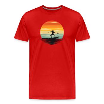 Okay, here's a title, description, and tags for a - Men's Premium Organic T-Shirt - red - Front - Damien (186cm)