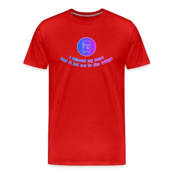 Follow Your Heart (To The Fridge) - Men's Premium Organic T-Shirt - red - Front - Damien (186cm)