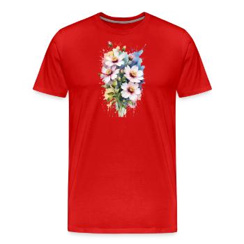 Watercolor Cosmos Delight - Men's Premium Organic T-Shirt - red - Front - Damien (186cm)