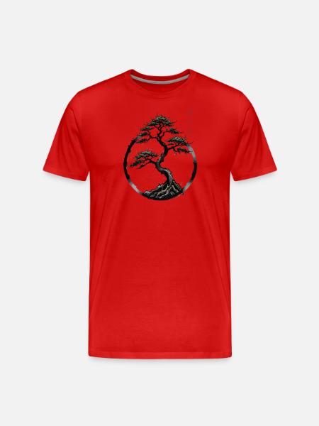 Bonsai Serenity Circle - Men's Premium Organic T-Shirt - red
