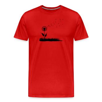 Dandelion and Grass Meadow - Men's Premium Organic T-Shirt - red - Front - Damien (186cm)