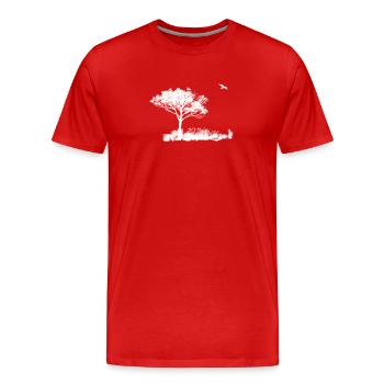 Einsamer Baum- und Vogelflug - Männer Premium Bio T-Shirt - Rot - Vorne - Damien (186cm)