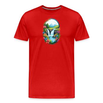 Cascade Floral Vista - T-shirt bio Premium Homme - rouge - Devant - Damien (186cm)