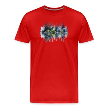 Watercolor Pine Reflection - Men's Premium Organic T-Shirt - red - Front - Damien (186cm)