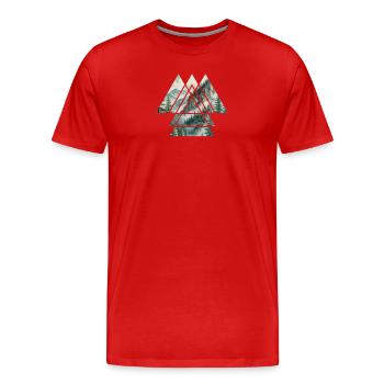 Dreieckige Aussicht auf die Berge - Männer Premium Bio T-Shirt - Rot - Vorne - Damien (186cm)