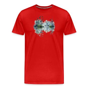 Étang de réflexion en bambou aquarelle - T-shirt bio Premium Homme - rouge - Devant - Damien (186cm)