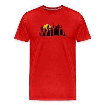 Wild Pine Sonnenuntergang - Männer Premium Bio T-Shirt - Rot - Vorne - Damien (186cm)