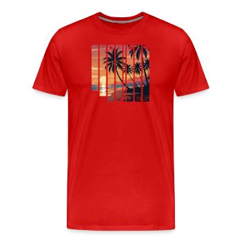Tropical Vibes Sunset Scheiben - Männer Premium Bio T-Shirt - Rot - Vorne - Damien (186cm)
