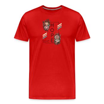 Hope Blooms Blumengarten - Männer Premium Bio T-Shirt - Rot - Vorne - Damien (186cm)