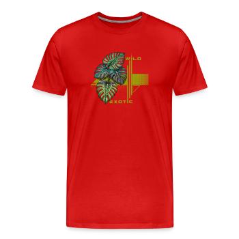Monstera Bloom exotique sauvage - T-shirt bio Premium Homme - rouge - Devant - Damien (186cm)