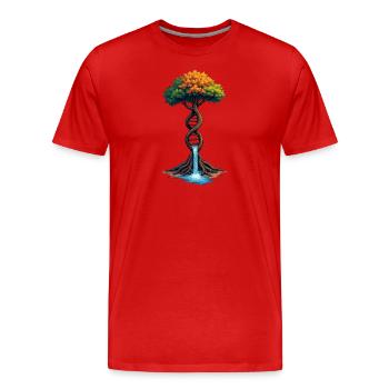 DNA Tree of Life Waterfall - Men's Premium Organic T-Shirt - red - Front - Damien (186cm)