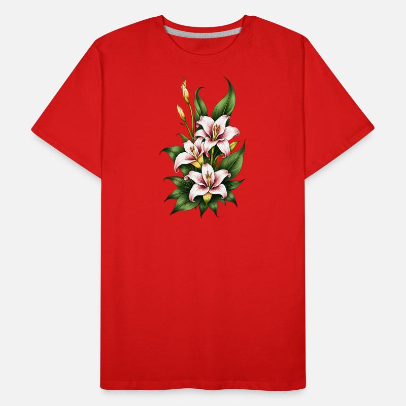 Fleur de lys rose et blanc T-shirt bio Premium Homme