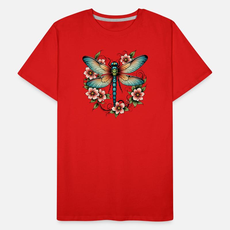 Couronne florale de libellule T-shirt bio Premium Homme
