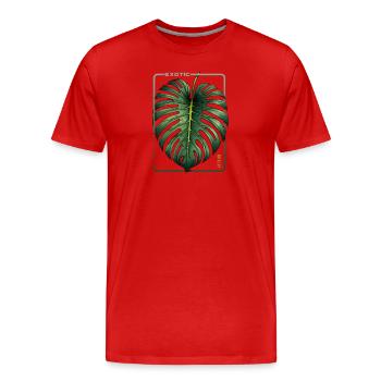 Exotic Abundance Monstera Leaf - Men's Premium Organic T-Shirt - red - Front - Damien (186cm)