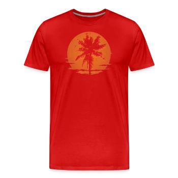 Distressed Sunset Palm Silhouette - Men's Premium Organic T-Shirt - red - Front - Damien (186cm)