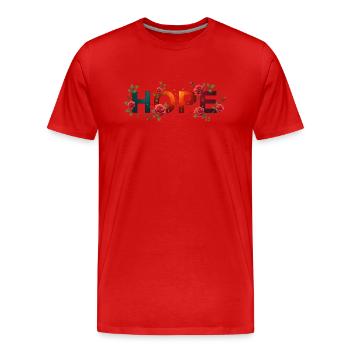 Floral Espoir Mot Art - T-shirt bio Premium Homme - rouge - Devant - Damien (186cm)