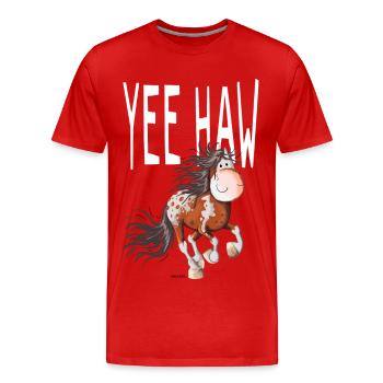 Yee Haw Horse - Appaloosa - Comic - Men's Premium Organic T-Shirt - red - Front - Damien (186cm)