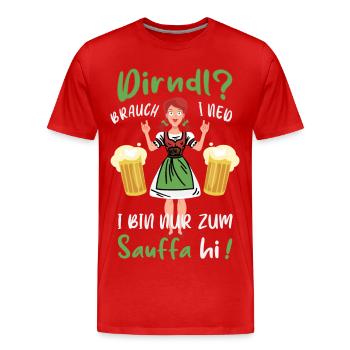 Mein Dirndl brauch ich nicht - Männer Premium Bio T-Shirt - Rot - Vorne - Damien (186cm)
