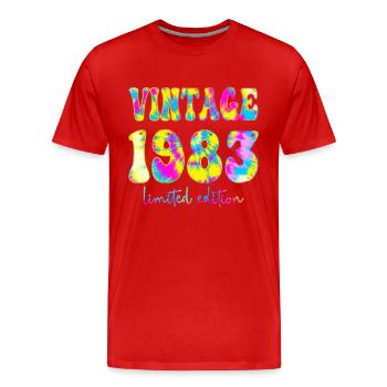 Vintage 1983 Limited Edition Tie Dye, Birthday gif - Men's Premium Organic T-Shirt - red - Front - Damien (186cm)