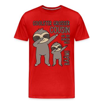 BÄÄM! Coolster Großer Cousin auf der ganzen Welt - Männer Premium Bio T-Shirt - Rot - Vorne - Damien (186cm)