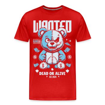 Gesuchter Bär – Streetwear Gangster Design - Männer Premium Bio T-Shirt - Rot - Vorne - Damien (186cm)