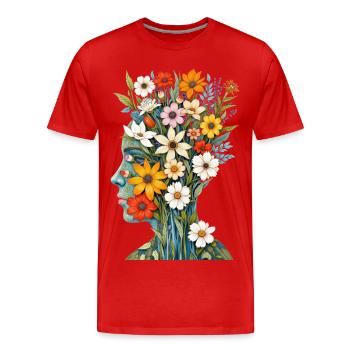 Art abstrait Fleurs - T-shirt bio Premium Homme - rouge - Devant - Damien (186cm)