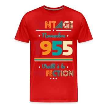 70 Years Anniversary - Vintage - November 1955 - Men's Premium Organic T-Shirt - red - Front - Damien (186cm)