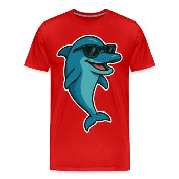 Delfin mit Sonnebrille - Männer Premium Bio T-Shirt - Rot - Vorne - Damien (186cm)