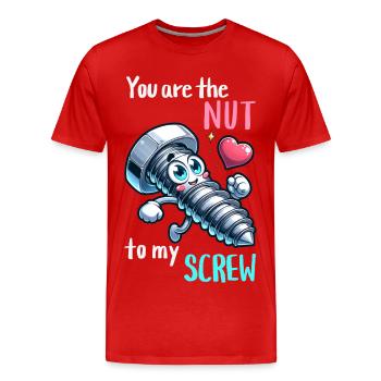 Funny Screwing Nut Pair Design - Men's Premium Organic T-Shirt - red - Front - Damien (186cm)