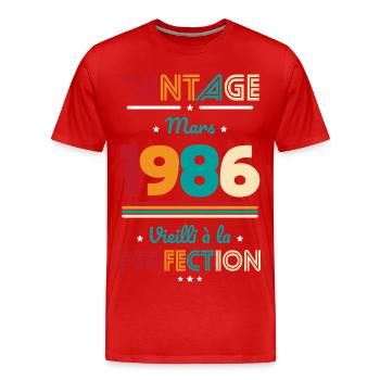 40-jähriges Jubiläum – Jahrgang – März 1986 - Männer Premium Bio T-Shirt - Rot - Vorne - Damien (186cm)