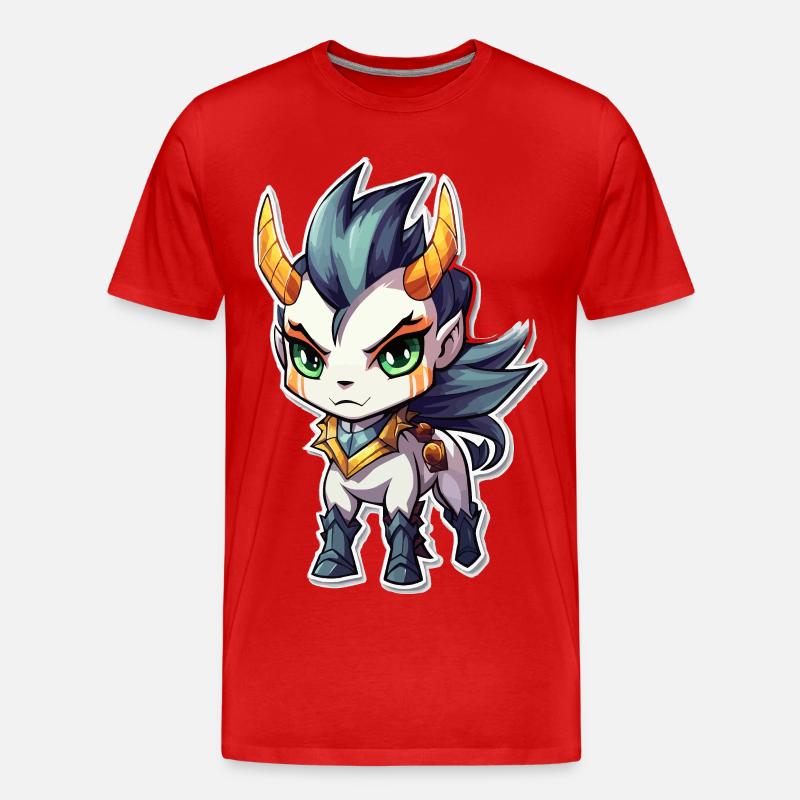 Chibi Dämonenpferd - Männer Premium Bio T-Shirt - Rot