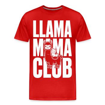 Llama Mama Club with Baby Llama - Men's Premium Organic T-Shirt - red - Front - Damien (186cm)