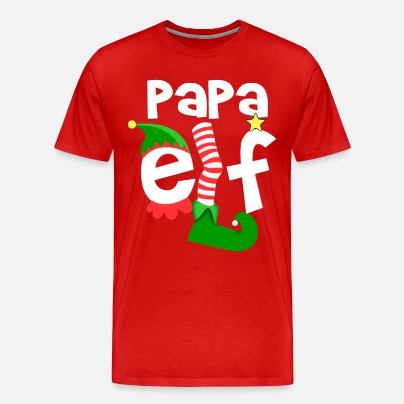 papa elf - Männer Premium Bio T-Shirt - Rot