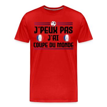 Je peux pas j'ai coupe du monde - T-shirt bio Premium Homme - rouge - Devant - Damien (186cm)