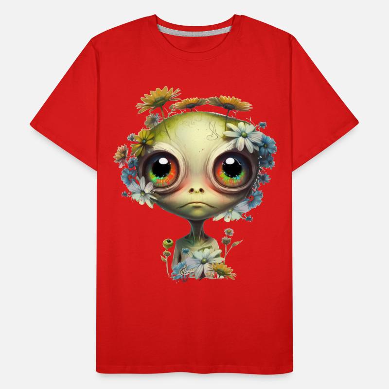 Mignon extraterrestre avec des fleurs T-shirt bio Premium Homme