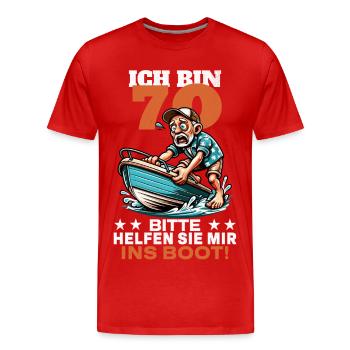 ICH BIN 70 BITTE HELFEN SIE MIR INS BOOT - Männer Premium Bio T-Shirt - Rot - Vorne - Damien (186cm)