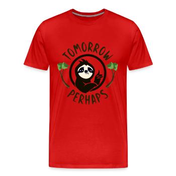 Paresseux demain peut-être - T-shirt bio Premium Homme - rouge - Devant - Damien (186cm)