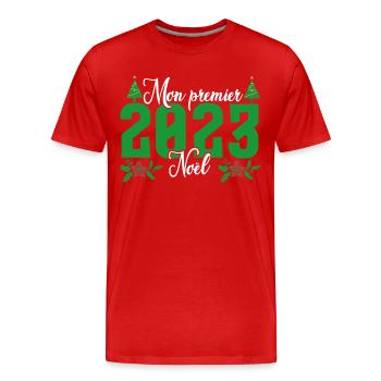 Mon Premier Noel 2023 - T-shirt bio Premium Homme - rouge - Devant - Damien (186cm)